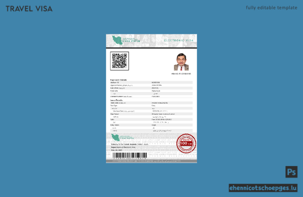 Iranisches E-Visum in Word- und PDF-Formaten – Beispielvorschau